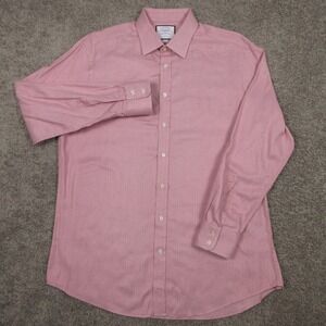 Charles Tyrwhitt Shirt Mens XL 17 35 Pink Geometric Dress Slim Fit Button Up EUC